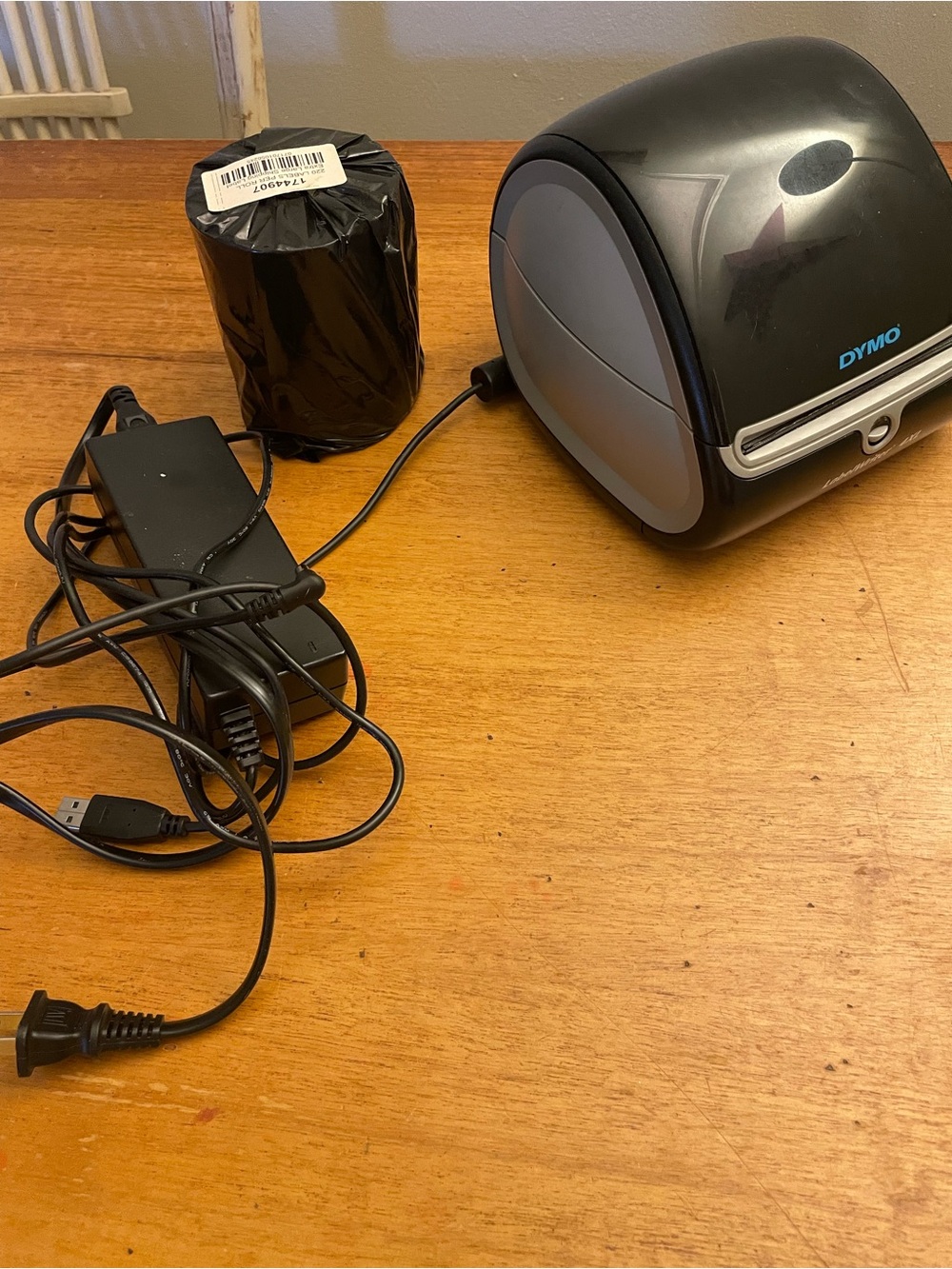 Dymo Label Maker in Black and Gray with Power Adapter
